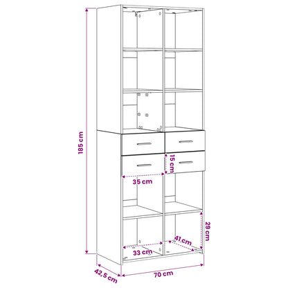 Bookcase Black oak 30 x 42.4 x 185.2 cm
