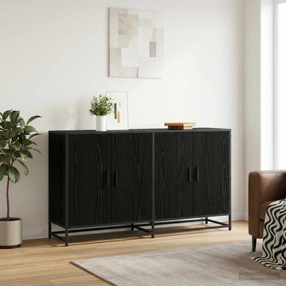 Sideboard Black Oak 134 x 35 x 76 cm Engineered Wood