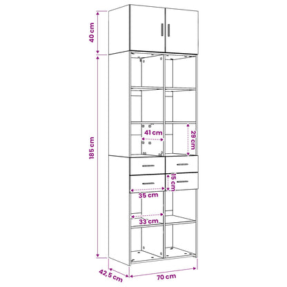 Storage Cabinet with Shelves Old Wood 70 x 42.5 x 225 cm