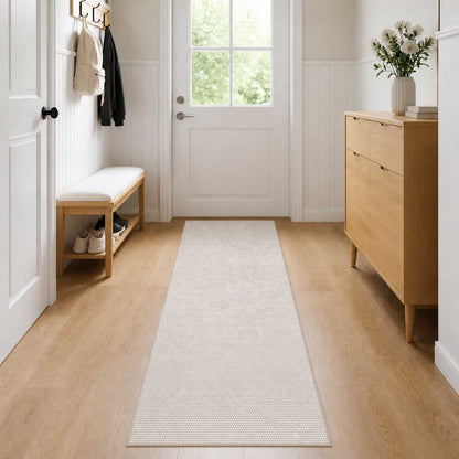 Rug Cream 80 x 200 cm 100% Polyester 3 mm Washable