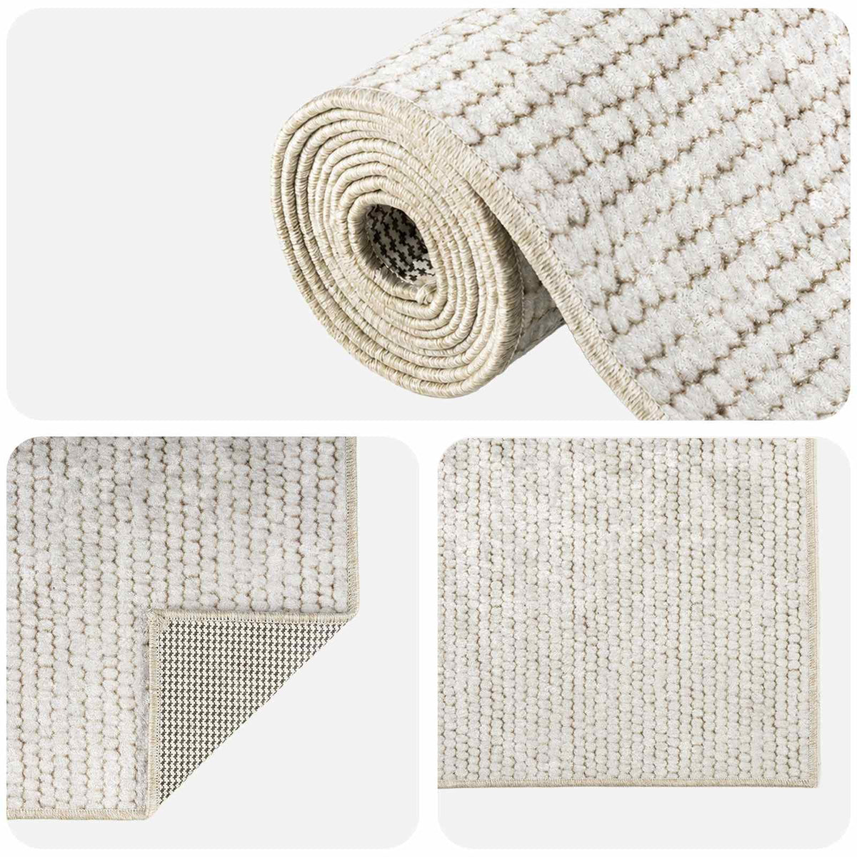 Rug Cream 80 x 150 cm 100% Polyester 3 mm Washable