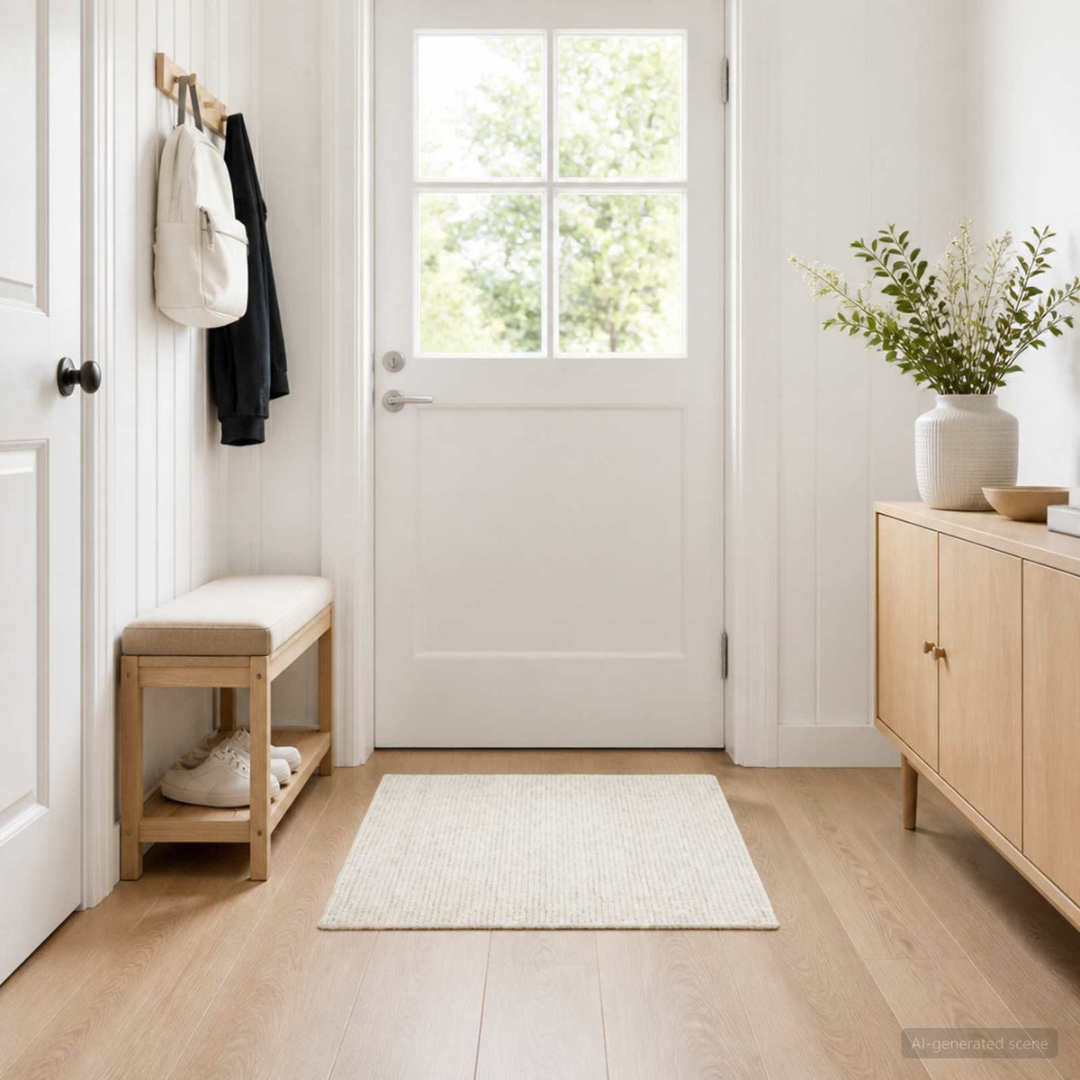 Rug Cream 100 x 100 cm 100% Polyester 3 mm Washable