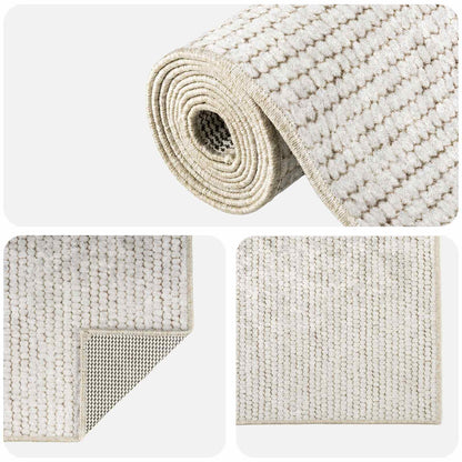 Rug Cream 100 x 250 cm 100% Polyester 3 mm Washable