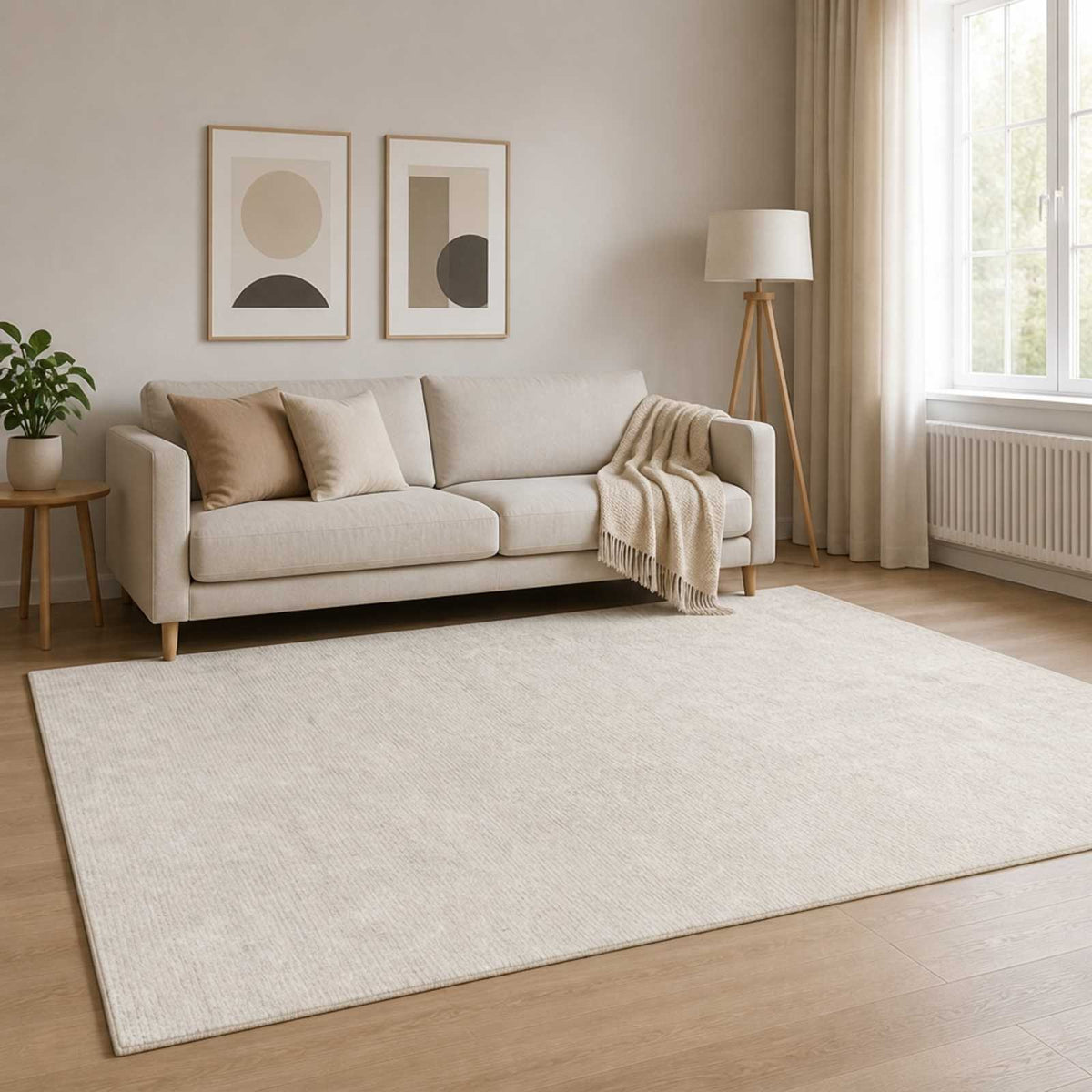 Rug Cream 120 x 180 cm 100% Polyester 3 mm Washable
