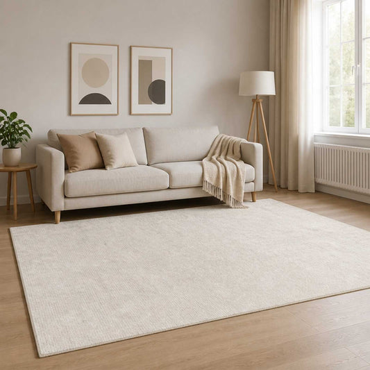 Rug Cream 190 x 300 cm 100% Polyester 3 mm Washable