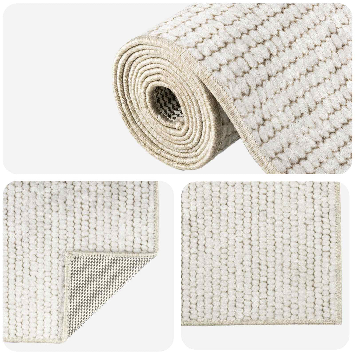 Rug Cream 120 x 180 cm 100% Polyester 3 mm Washable