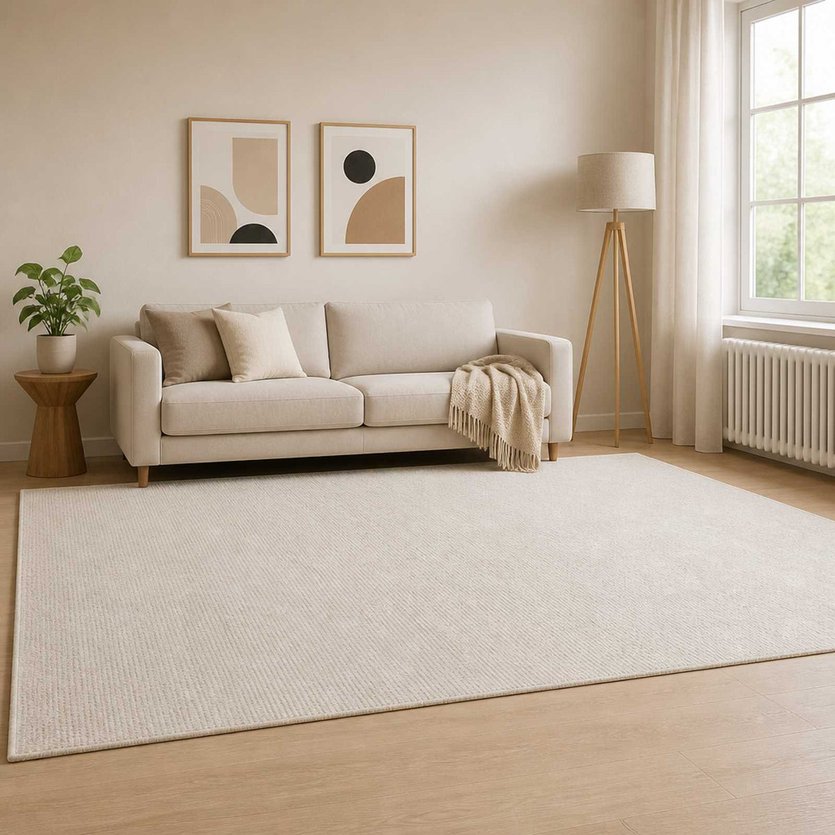 Rug Cream 160 x 230 cm 100% Polyester 3 mm Washable