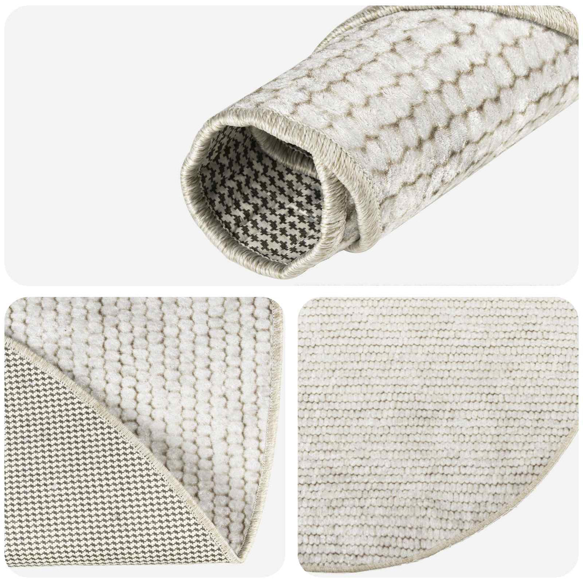 Rug Cream Ø 120 cm 100% Polyester 3 mm Washable