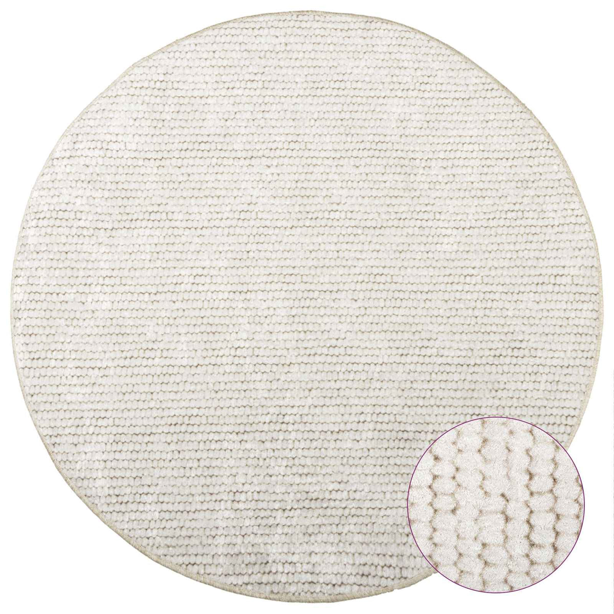 Rug Cream Ø 120 cm 100% Polyester 3 mm Washable