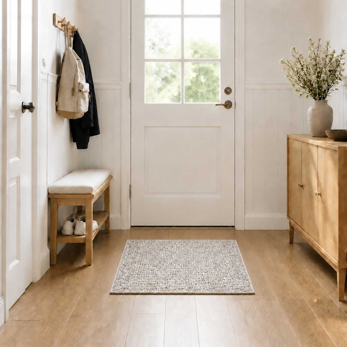 Rug Beige 100 x 100 cm 100% Polyester 3 mm Washable