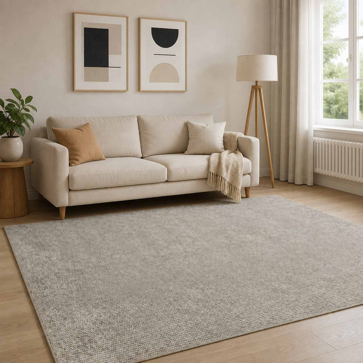 Rug Beige 120 x 180 cm 100% Polyester 3 mm Washable