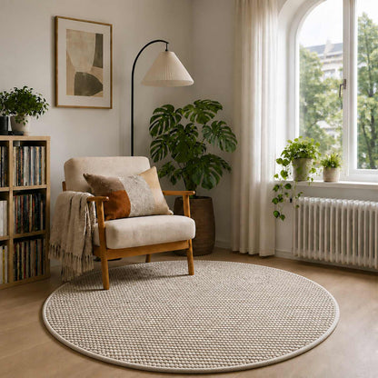 Rug Beige Ø 120 cm 100% Polyester 3 mm Washable