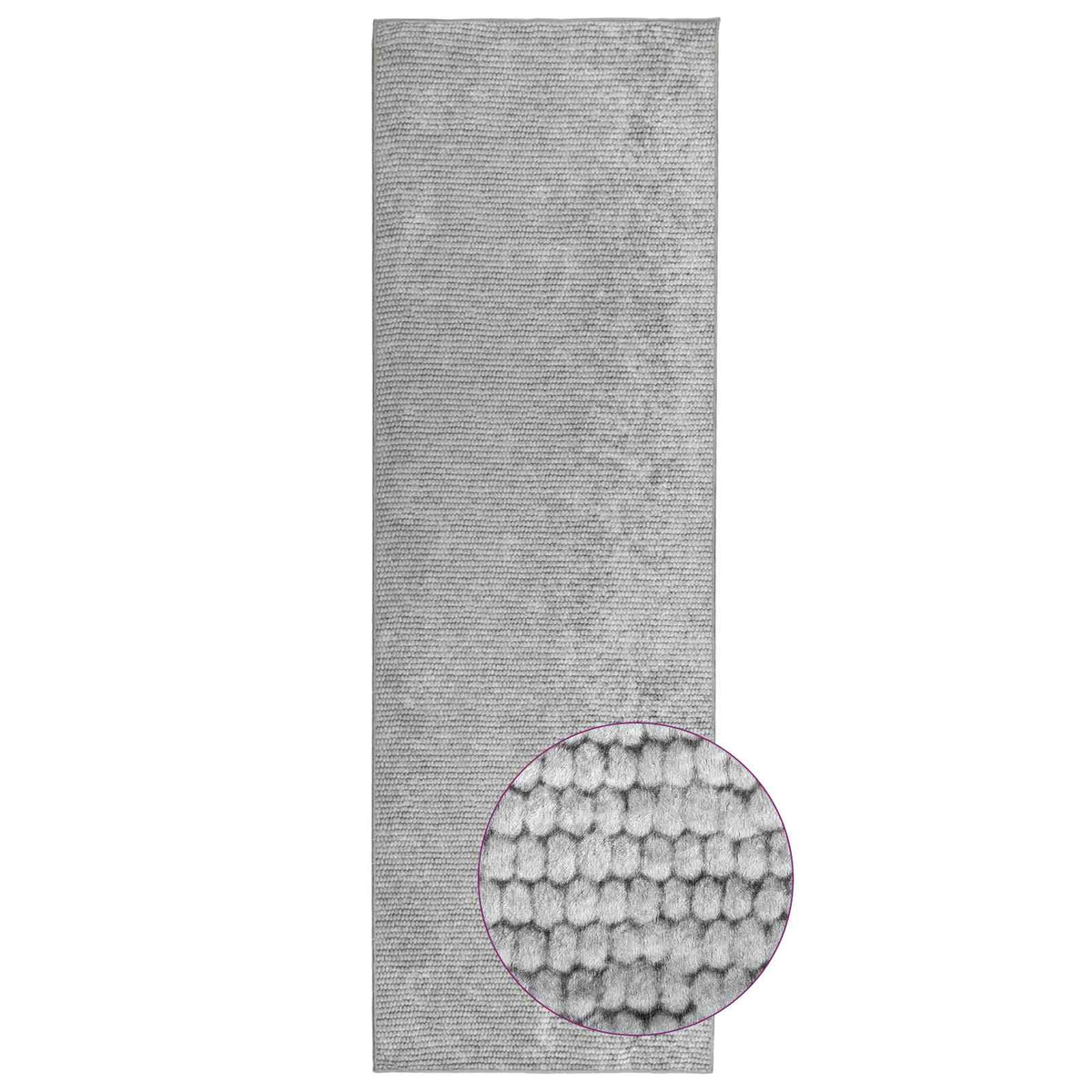 Rug Grey 50 x 400 cm 100% Polyester 3 mm Washable