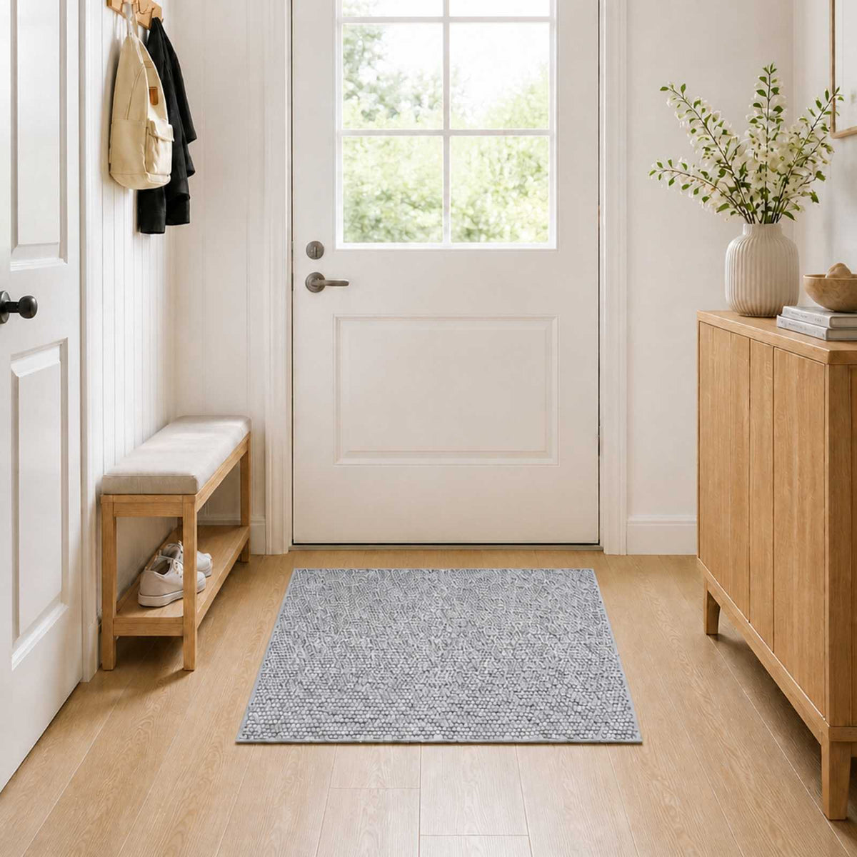 Rug Grey 100 x 100 cm 100% Polyester 3 mm Washable