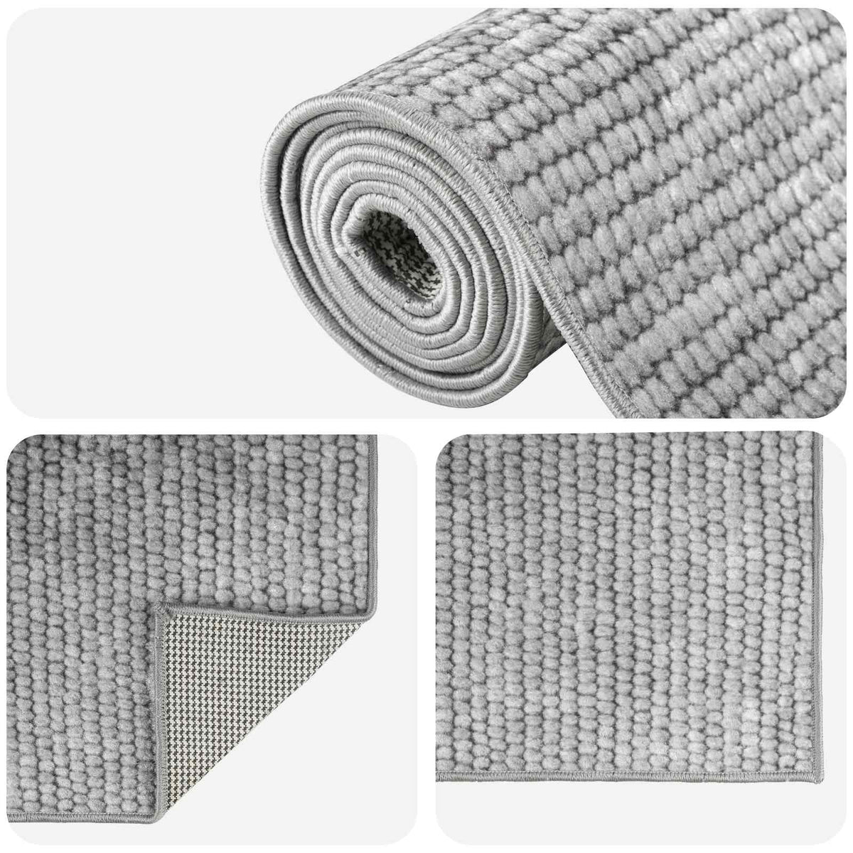 Rug Grey 100 x 150 cm 100% Polyester 3 mm Washable
