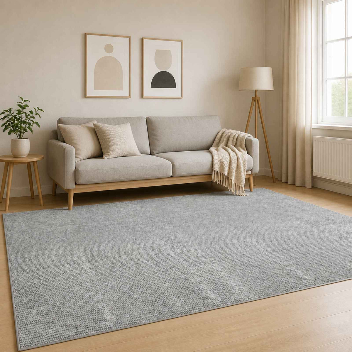 Rug Grey 120 x 180 cm 100% Polyester 3 mm Washable