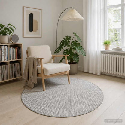 Rug Grey Ø 120 cm 100% Polyester 3 mm Washable