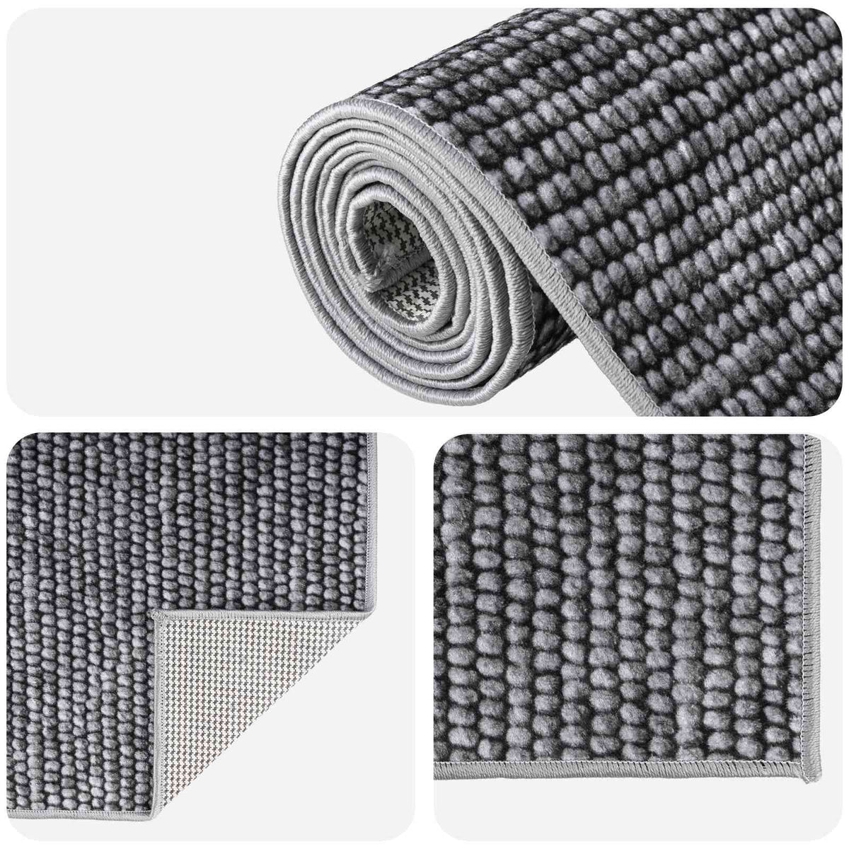 Rug Anthracite 80 x 200 cm 100% Polyester 3 mm Washable