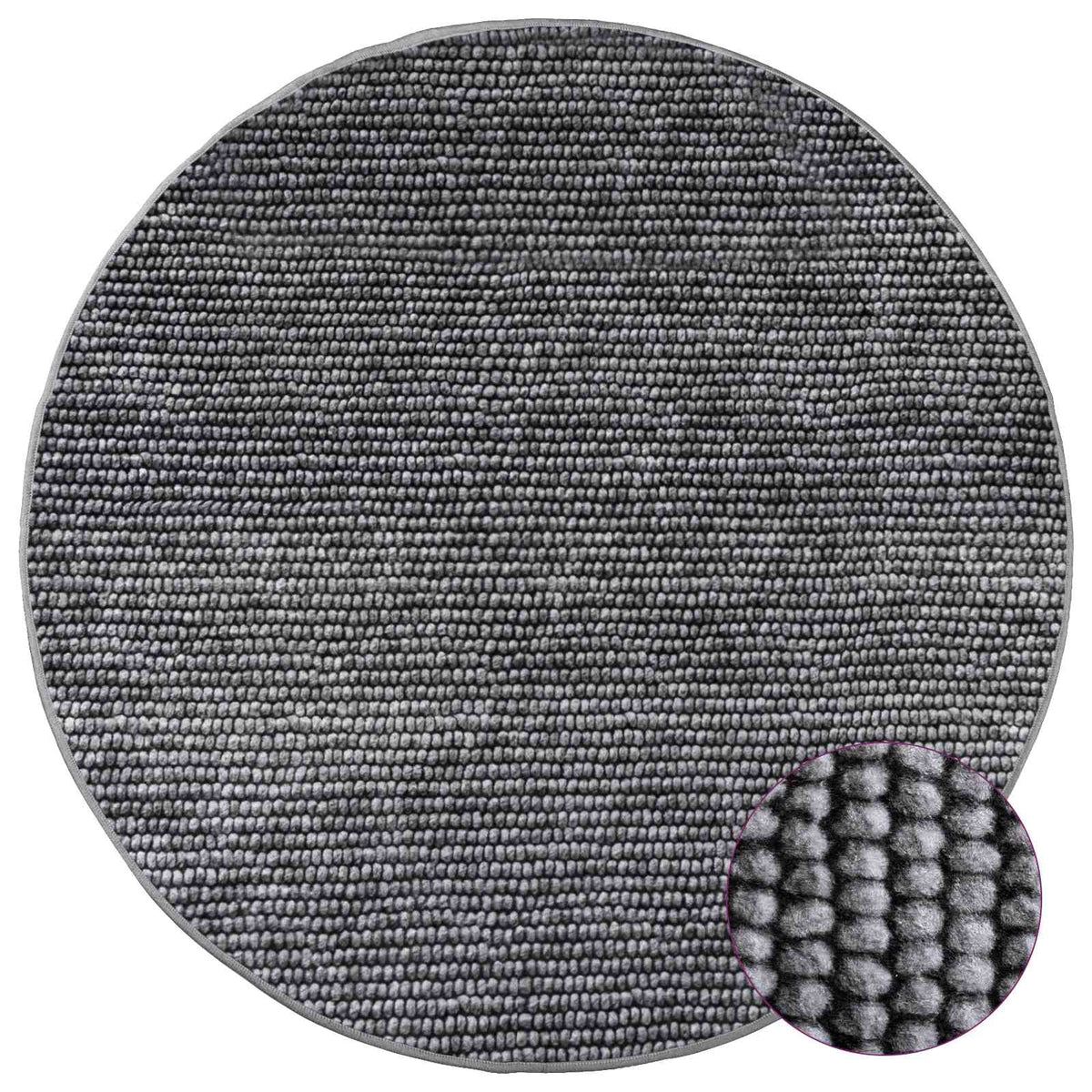 Rug Anthracite Ø 120 cm 100% Polyester 3 mm Washable