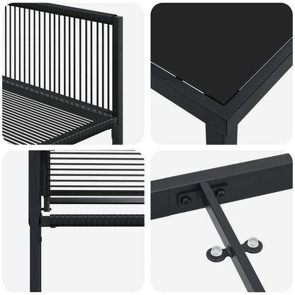 Garden Dining Set 5 pcs Black Poly Rattan