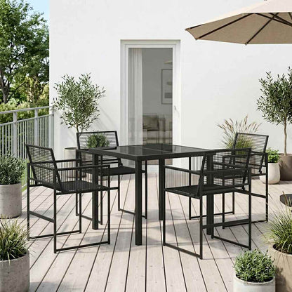 Garden Dining Set 5 pcs Black Poly Rattan