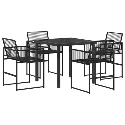 Garden Dining Set 5 pcs Black Poly Rattan