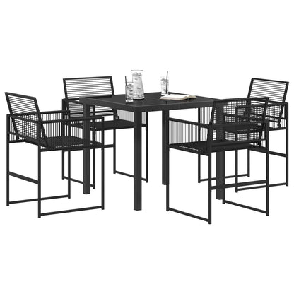 Garden Dining Set 5 pcs Black Poly Rattan