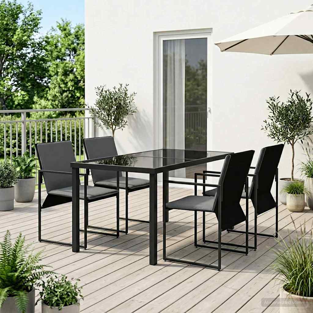 Garden Dining Set 5 pcs Black and Anthracite 140 x 70 x 73 cm