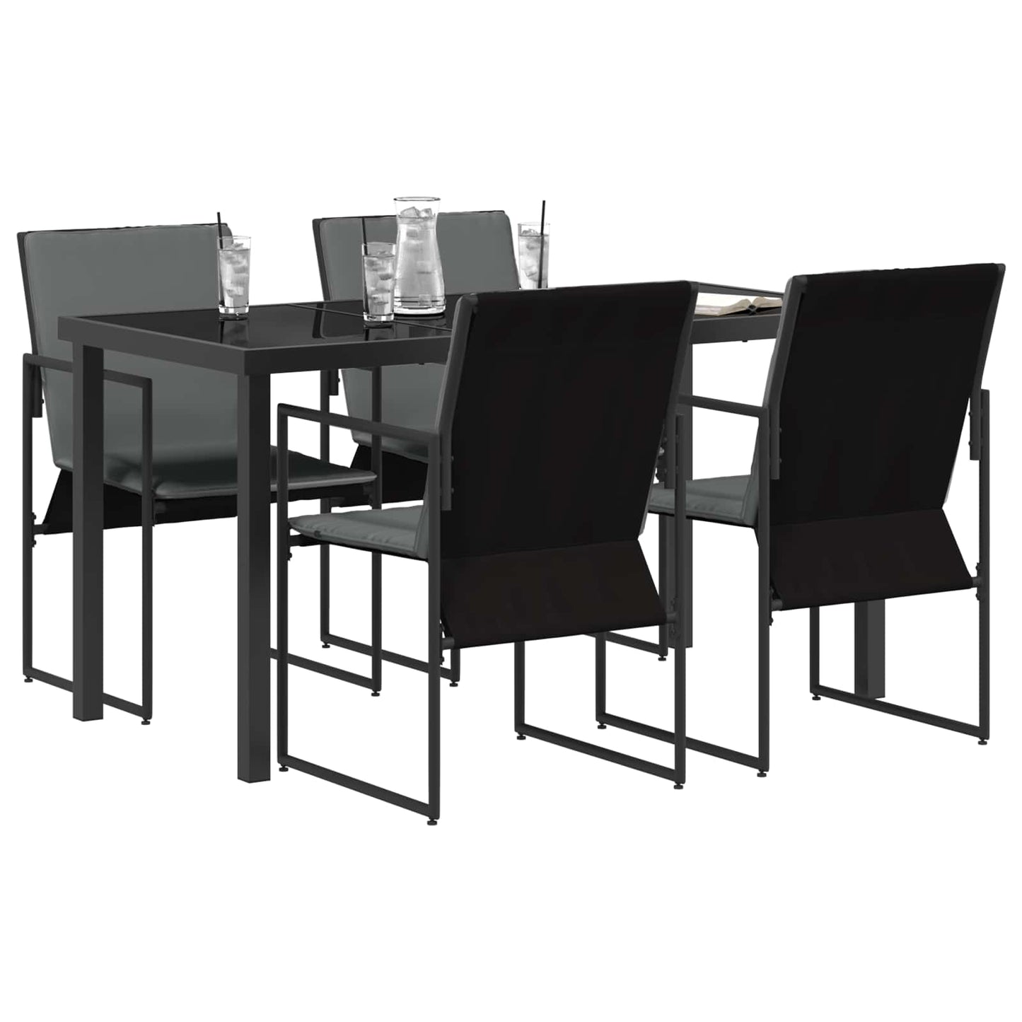 Garden Dining Set 5 pcs Black and Anthracite 140 x 70 x 73 cm