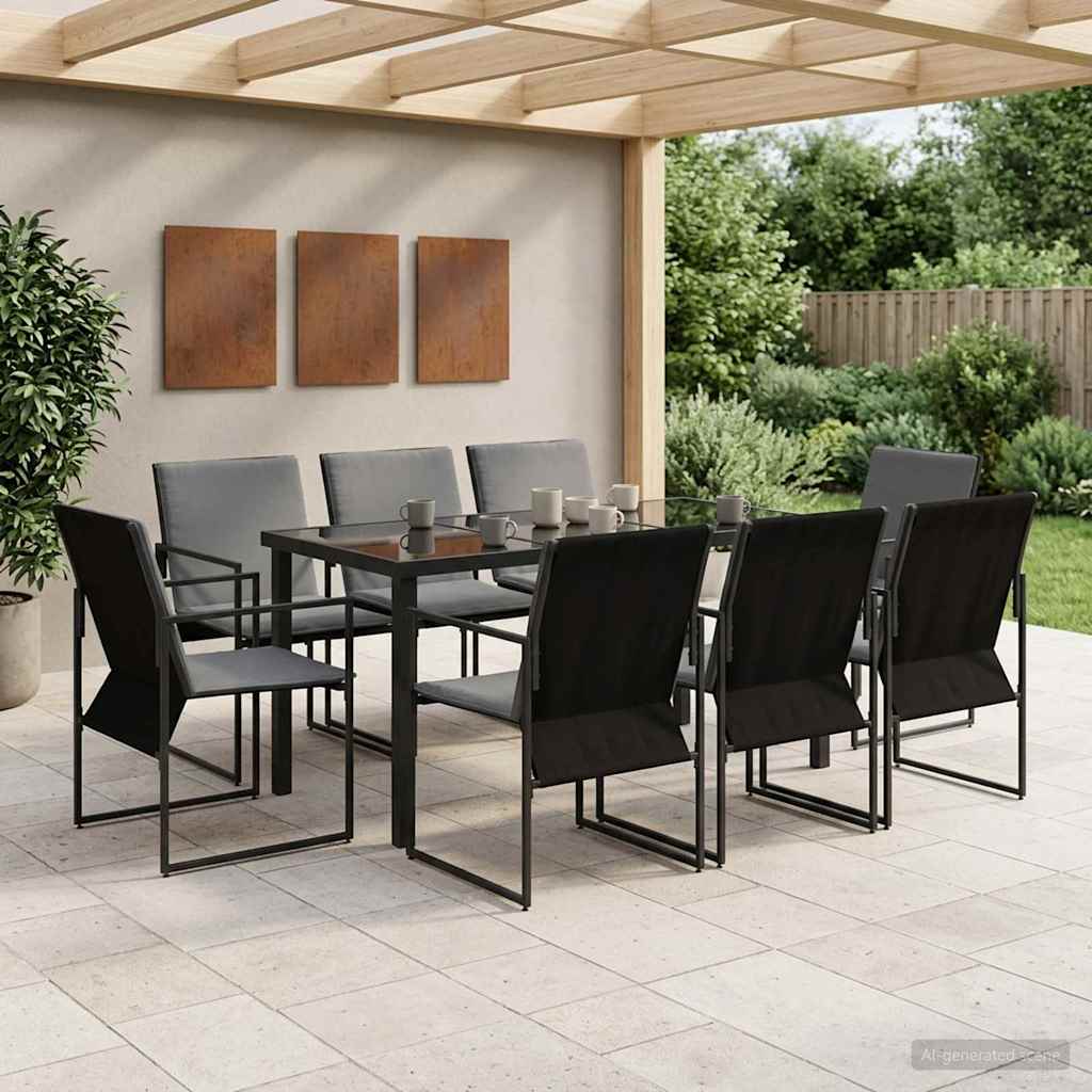 Garden Dining Set 9 pcs Black and Anthracite 160 x 80 x 73 cm