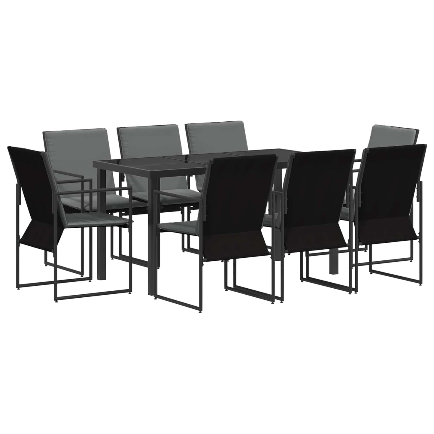 Garden Dining Set 9 pcs Black and Anthracite 160 x 80 x 73 cm
