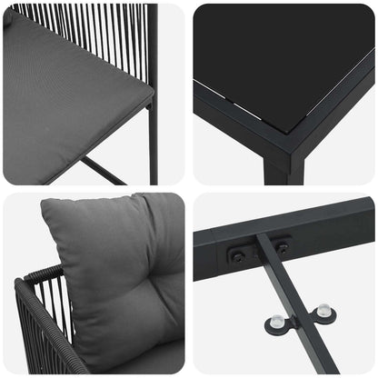 Garden Dining Set 5 pcs Black and Anthracite 80 x 80 x 73 cm