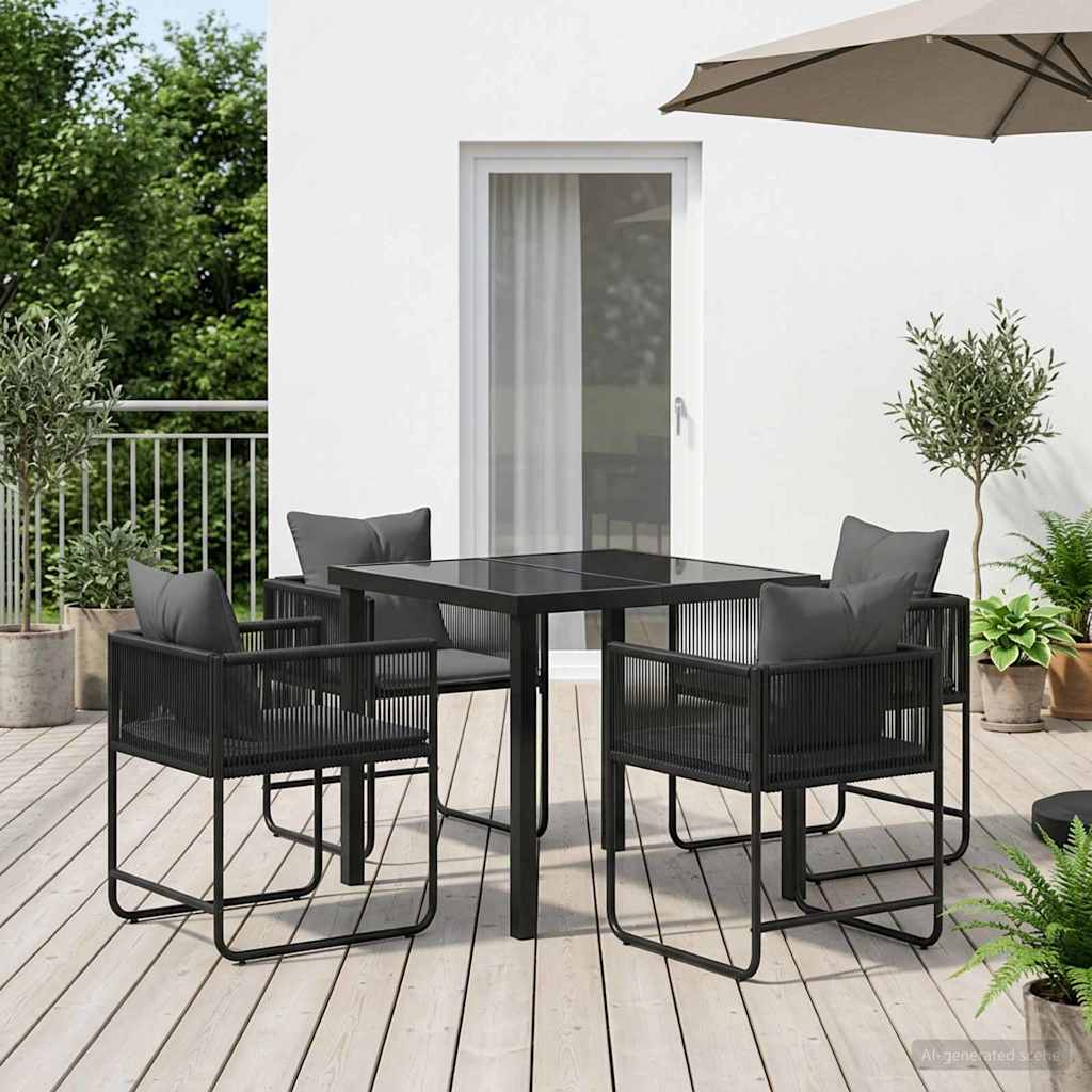 Garden Dining Set 5 pcs Black and Anthracite 80 x 80 x 73 cm