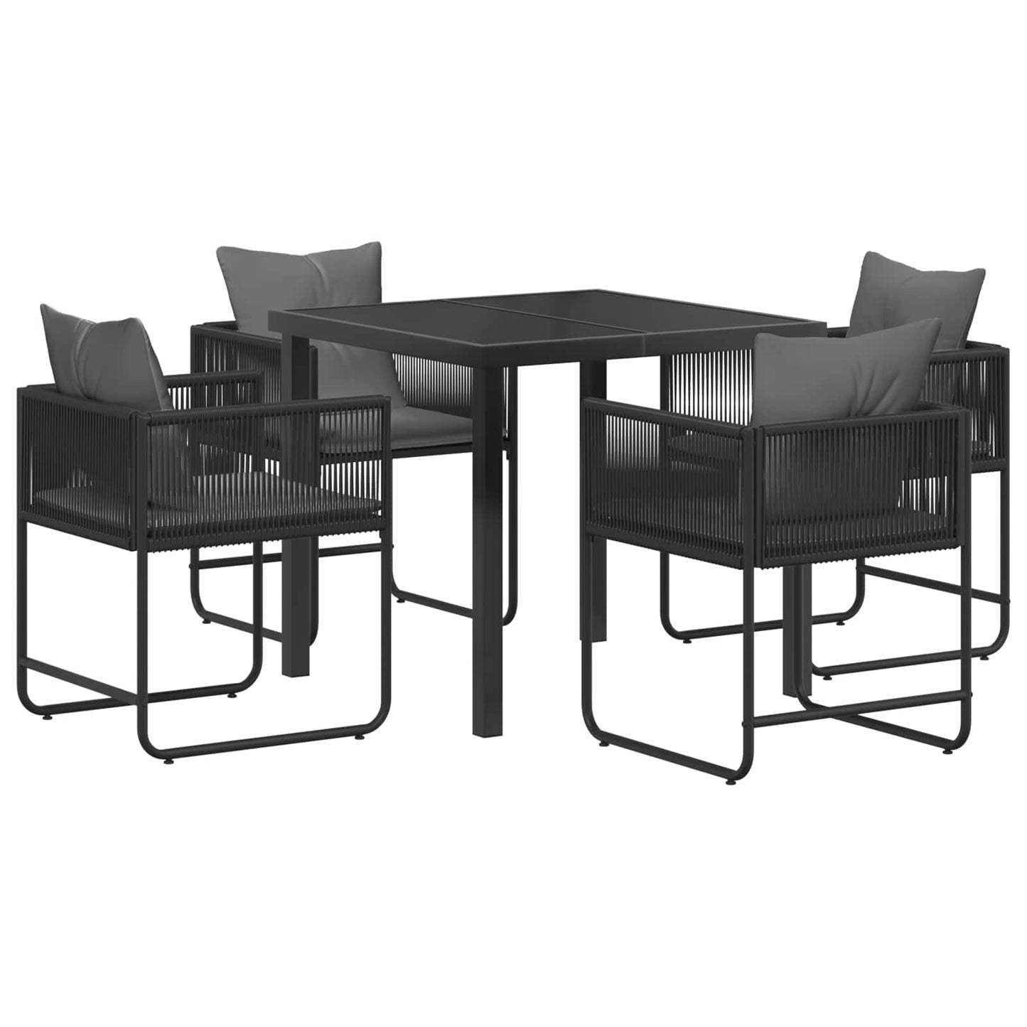 Garden Dining Set 5 pcs Black and Anthracite 80 x 80 x 73 cm