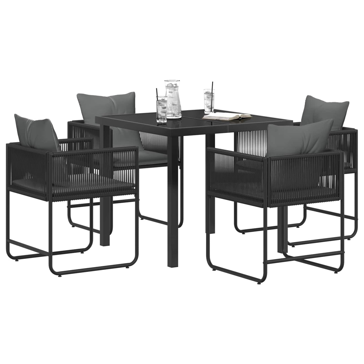 Garden Dining Set 5 pcs Black and Anthracite 80 x 80 x 73 cm