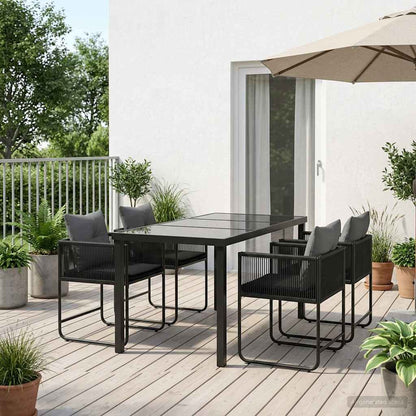 Garden Dining Set 5 pcs Black and Anthracite 140 x 80 x 73 cm