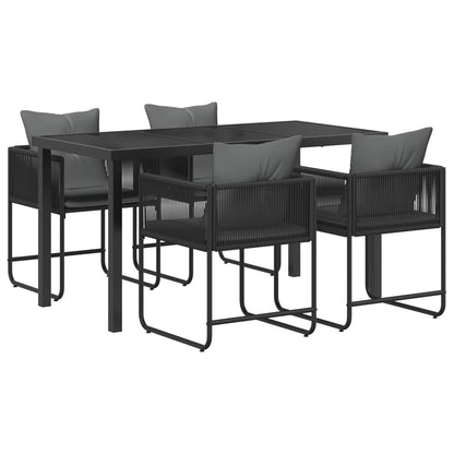 Garden Dining Set 5 pcs Black and Anthracite 140 x 80 x 73 cm