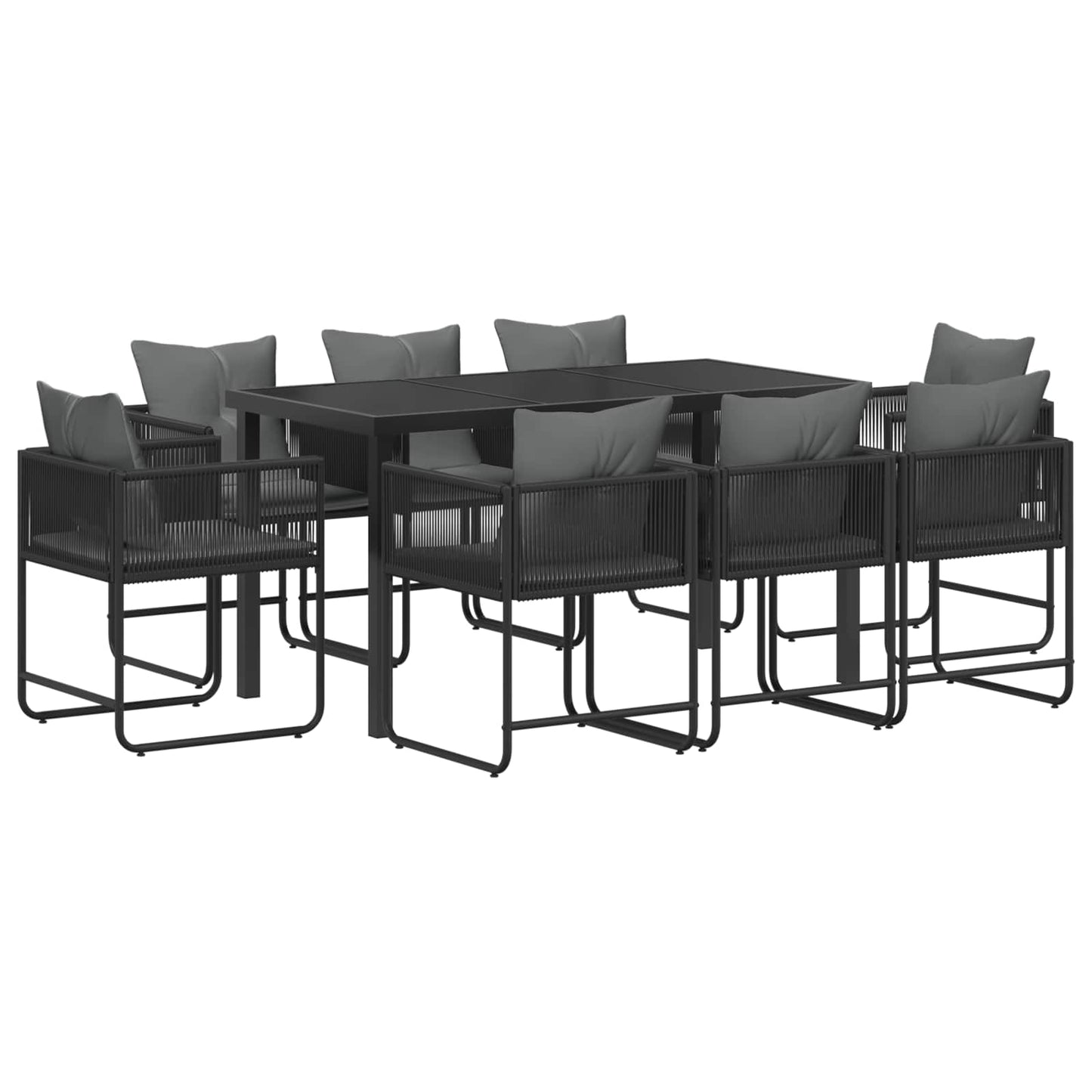 Garden Dining Set 9 pcs Black and Anthracite 160 x 80 x 73 cm