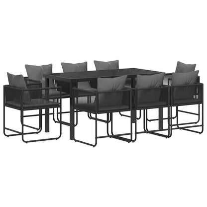 Garden Dining Set 9 pcs Black and Anthracite 160 x 80 x 73 cm