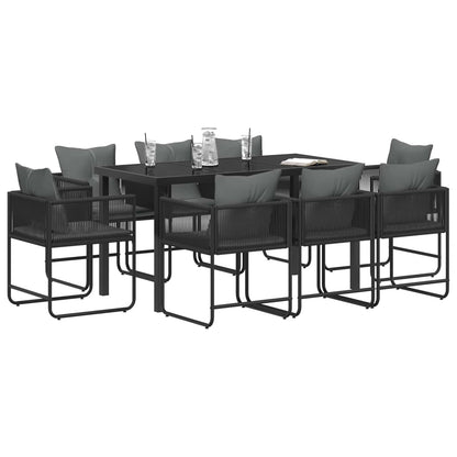 Garden Dining Set 9 pcs Black and Anthracite 160 x 80 x 73 cm