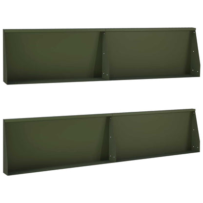 Retaining Wall 4 pcs 100 x 12 x 40 cm Steel Olive Green