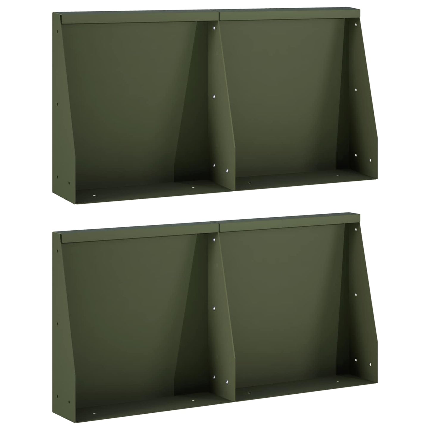 Retaining Wall 4 pcs 40 x 12 x 40 cm Steel Olive Green