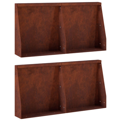 Retaining Wall 4 pcs 40 x 12 x 50 cm Weathering Steel Rusty