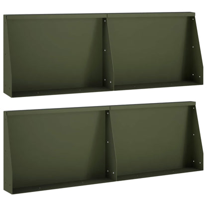 Retaining Wall 4 pcs 60 x 12 x 30 cm Steel Olive Green