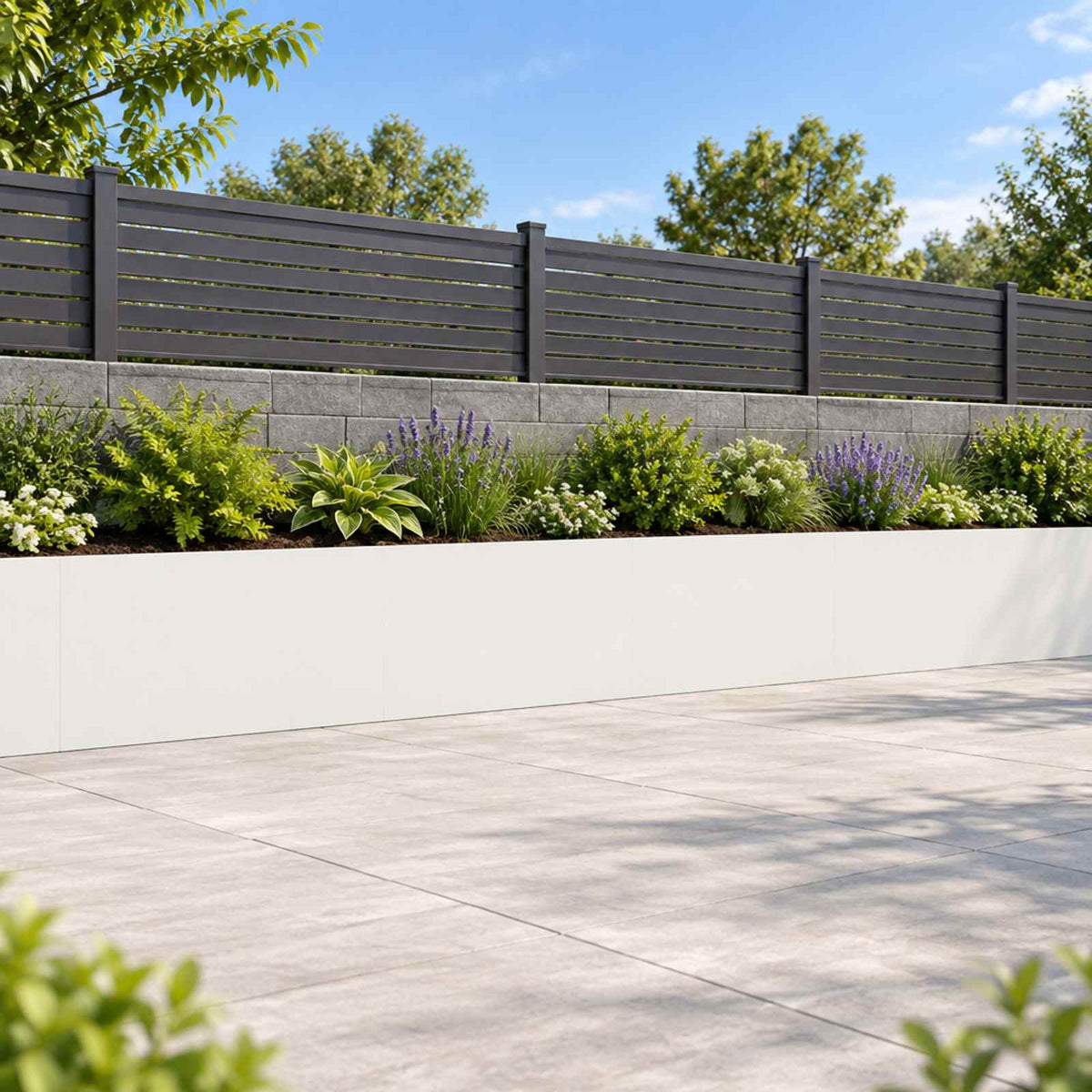 Retaining Wall 4 pcs 60 x 12 x 30 cm Steel White