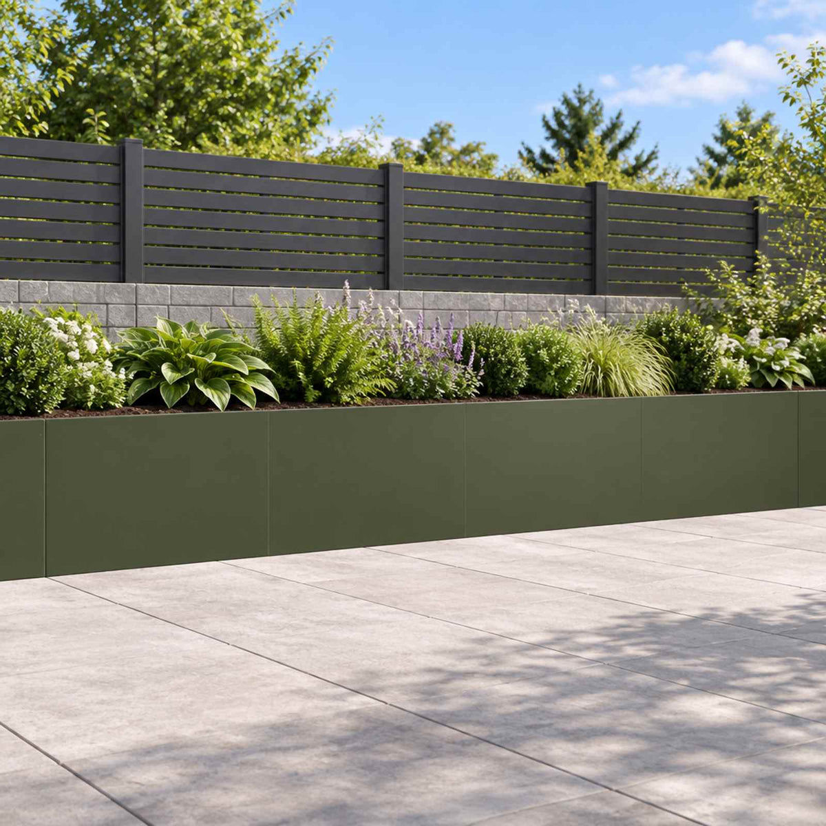 Retaining Wall 4 pcs 60 x 12 x 50 cm Steel Olive Green