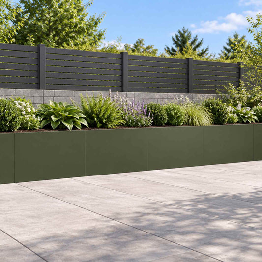 Retaining Wall 4 pcs 60 x 12 x 50 cm Steel Olive Green