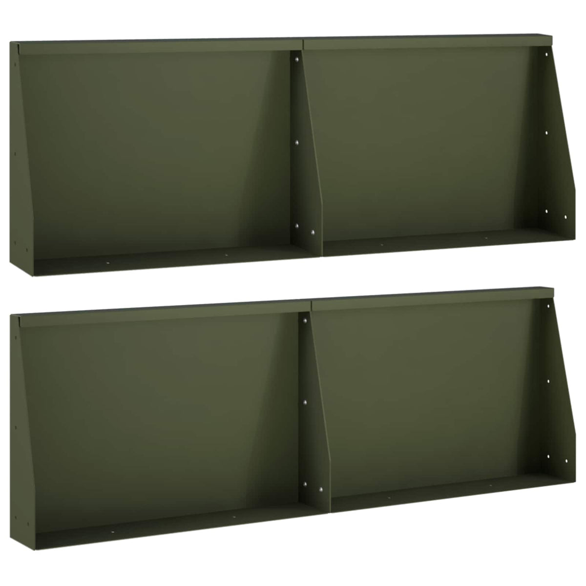 Retaining Wall 4 pcs 60 x 12 x 40 cm Steel Olive Green