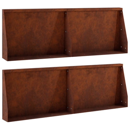 Retaining Wall 4 pcs 60 x 12 x 40 cm Weathering Steel Rusty