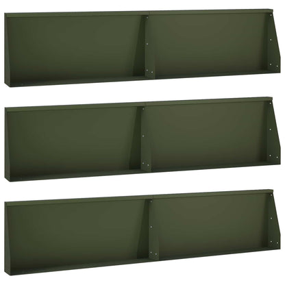 Retaining Wall 6 pcs 100 x 12 x 30 cm Steel Olive Green